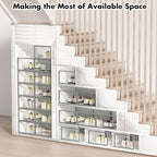 Foluck Shoe Storage Box, 15 Pack Clear Plastic Stackable Shoe Organizer for Closet, Interlocking Design Shoe Container Bins f