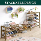 Smiry Bamboo Shoe Rack 6-Tier, Stackable Wooden Shoe Organizer for Entryway & Closet, Free Standing Wood Shoe Storage Shelf f