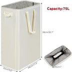 efluky Slim Laundry Basket, Narrow Laundry Hamper with Handles, Collapsible Dirty Clothes Hamper, Tall Laundry Bin for Laundr