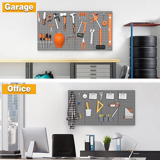 Pegboard Smith Metal Pegboard Panels 12" x 24", 4 Pack Black Wall Mounted Tool Organizer Boards, Heavy Duty Tool Storage Peg 