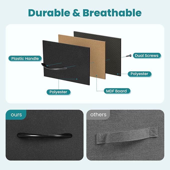 DUMOS 8 Drawer Dresser for Bedroom, Fabric Storage Organizer with Sturdy Metal Frame, Wooden Top Chest of Drawers for Closet 