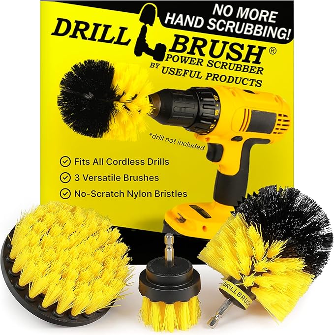Drillbrush Drill Brush Attachment Set for Bathroom Cleaning – Power Scrubber Brush Kit for Tub, Tile, Shower, and Grout – All