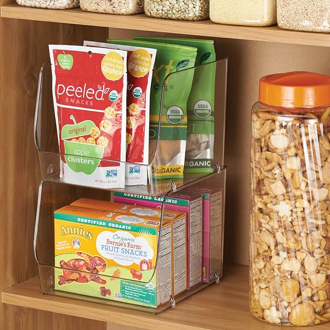 mDesign Modern Stackable Plastic Open Front Dip Storage Organizer Bin Basket for Kitchen Organization - Ligne Collection - 2 