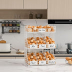X-cosrack Egg Holder Countertop, 3 Tier Egg Rack with Labels Dividers to Separate Eggs, Stackable Wire Baskets for Fresh Egg,