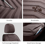 Nappa Leather Car Seat Covers Full Set, Brown Car seat Protector 5 Seats, Waterproof Car Seat Cushion, Universal Automotive S