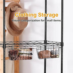 2 Pack Large Grid Wall Baskets with S-Hook - Gridwall Accessories Set Black Metal Hanging Shelf Basket Bins Organizer - Modul