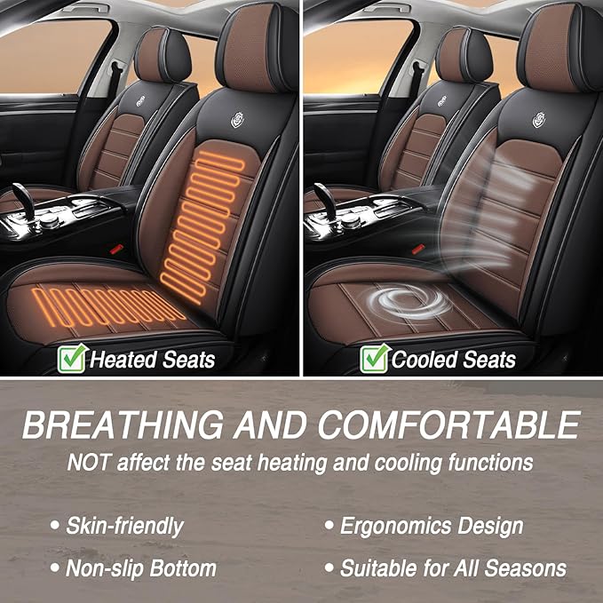 Seat Covers Custom Fit for GMC Yukon XL 2000-2026, 7 Seat, Compatible Airbag Non-Slip Waterproof Leather Seat Cover, Luxury Interior Car Seat Covers Full Set, Black Coffee