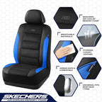 Skechers Aircooled & Memory Foam Seat Covers,Premium Leather with EVA Mesh Car Seat Covers,Seat Cover Full Sets,Airbag Compat