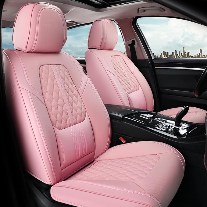 Coverado Car Seat Covers Full Set, Automotive Front and Rear Seat Covers with Backrest, Nappa Leather Car Seat Protectors Wat