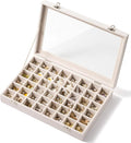 48 Grid Earring Organizer and Storage: Velvet Jewelry Tray with Lid, Jewelry Box for Studs, Earrings, Rings, Necklaces, Dress