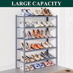 Smiry Bamboo Shoe Rack for Closet, 5 Tier Wooden Stackable Shoe Organizer, Free Standing Shoes Storage Shelf for Entryway, Fr