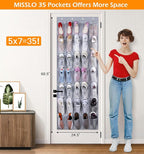 MISSLO 35 Large Pockets Over The Door Shoe Organizer Sturdy Oxford Fabric Hanging Shoe Rack for Door Mesh Closet Shoe Holder 
