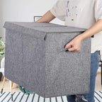 popoly Large Toy Box Storage with Lid, Collapsible Sturdy Toy Chest Storage Bin Box with Rivets Handles for Kids, Boys, Girls