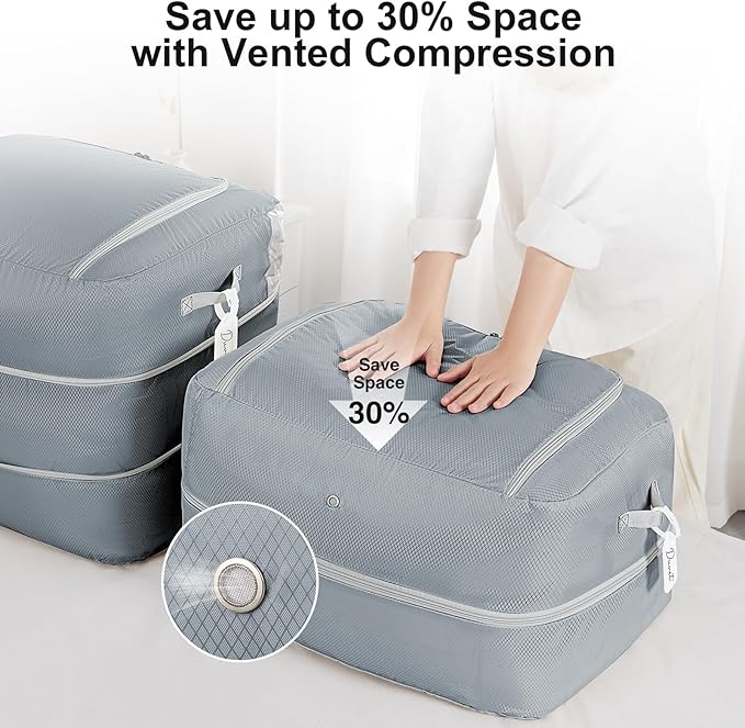 Comforter Storage Bag - 110L Large Capacity Blanket Storage Bags 2-Layer Ultra Space Saving Self Compression Organizer, Washa