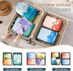 7 Set Compression Packing Cubes for Travel - Compressible/Expandable Luggage Organizer Bags Set, Double Zipper Packing Organi