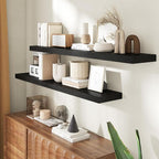 55 Inch Floating Shelves for Wall, 8 Inch Deep Floating Shelf for Storage & Display, Rustic Wall Mounted Shelf with Invisible
