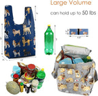BeeGreen Animal Reusable Grocery Tote Bags 12 Pack, Heavy Duty Large Capacity Reusable Shopping Bags, Sturdy Machine Washable Foldable Bag for Travel Beach Storage Holiday Gift Bag with Handles
