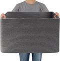 JMvicyroam Woven Blanket Basket,65L Large Storage Bin for Blankets Toys Clothes,Decorative Rope Basket for Living Room Bedroo
