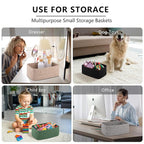 OIASKET 4 Pack Small Storage Shelf Baskets for Organizing, Mini Woven Rope Storage Bins for Towels, Cute Decorative Closet Or