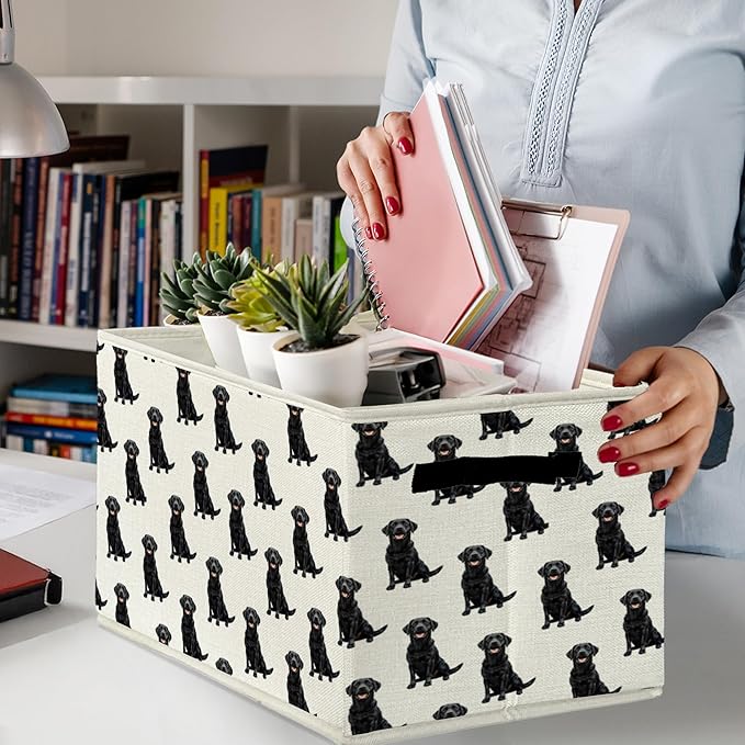 Black Lab Gifts Storage Bins & Boxes with Handles,Dog Foldable Basket for Organizing Dog Lovers Women,Labrador Retriever Chri