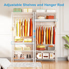 Ulif H4 Mini Portable Closet, 4 Tiers Freestanding Clothing Garment Rack for Small Space, Metal Clothes Wardrobe System for B