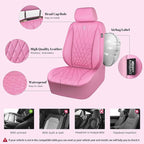CAR PASS 5 Seats Piping Luxury Leather Seat Covers Full Set, Anti-Slip Waterproof Seat Covers Compatible with Front Armrests,