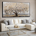 CHUDANHAO Gold Foil Canvas Wall Art Flower Wall Decor Plant Photo Prints Landscape Wall Decorations 29"x58" Large Artwork for