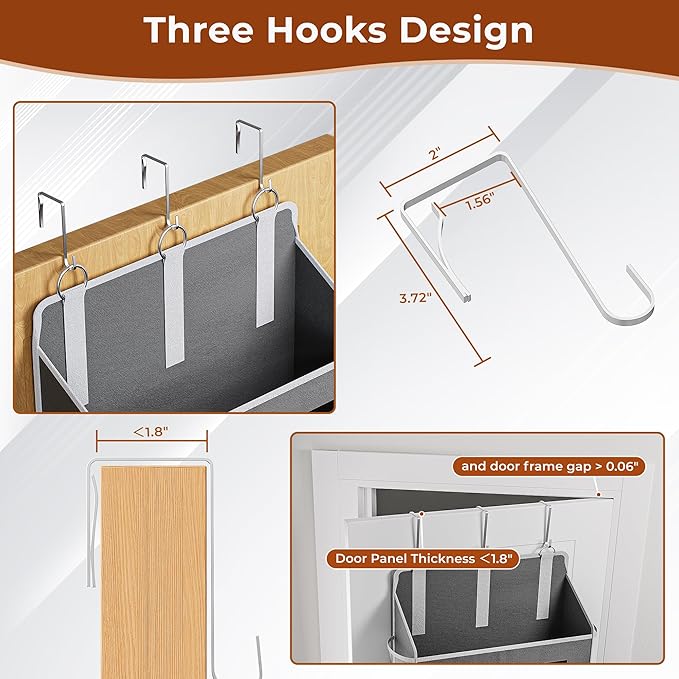 5 Tier Over The Door Organizer - Large Capacity Behind Door Hanging Shelves with 10 Mesh Pockets and Clear Windows, Closet Or