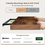 72 Inch Floating Shelves | 12 Inch Deep Floating Shelves Set of 2 | 72" W x 12" D Rustic Brown Wood Wall Shelves for Bathroom