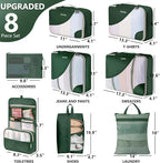 8 Set Packing Cubes for Travel, Gifts for Women Mom,Anti-Tearing Suitcase Organizer for Luggage with Shoe & Hanging Toiletry 