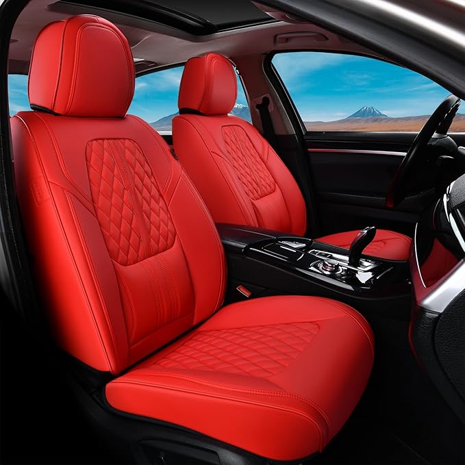 Coverado Seat Covers, Car Front Seat Covers with Backrest, Nappa Leather Car Seat Protectors,Waterproof &Breathable,Anti-Slip