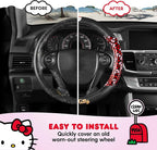Hello Kitty Steering Wheel Cover, Official Sanrio Car Steering Wheel Cover with Universal Size 14.5-15.5, Cute Black for Women, Hello Kitty Car Accessories (Hello Kitty Bows)
