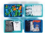 Humble Crew Toy Storage Bins for Kids, Set of 4, Navy/Teal, Large - Sturdy, Colorful Plastic Storage Bins for Classroom, Play