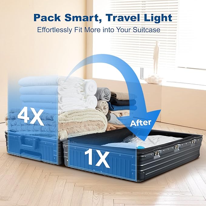 HOUSE DAY 10 Small Vacuum Seal Bags For Clothing Travel, 80% Space Saving Travel Vacuum Bags with Electric Pump, Vacuum Stora