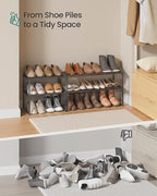 SONGMICS Shoe Rack, 2-Tier Shoe Organizer, Metal Storage Shelf, Upright or Upside Down, for 3-6 Pairs, Stackable, for Entrywa