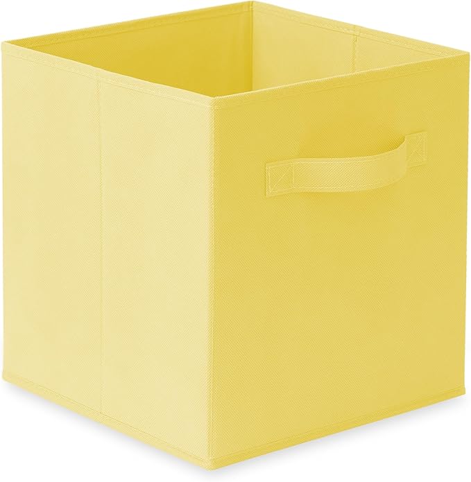 Casafield Set of 6 Collapsible Fabric Cube Storage Bins, Yellow - 11" Foldable Cloth Baskets for Shelves, Cubby Organizers & 