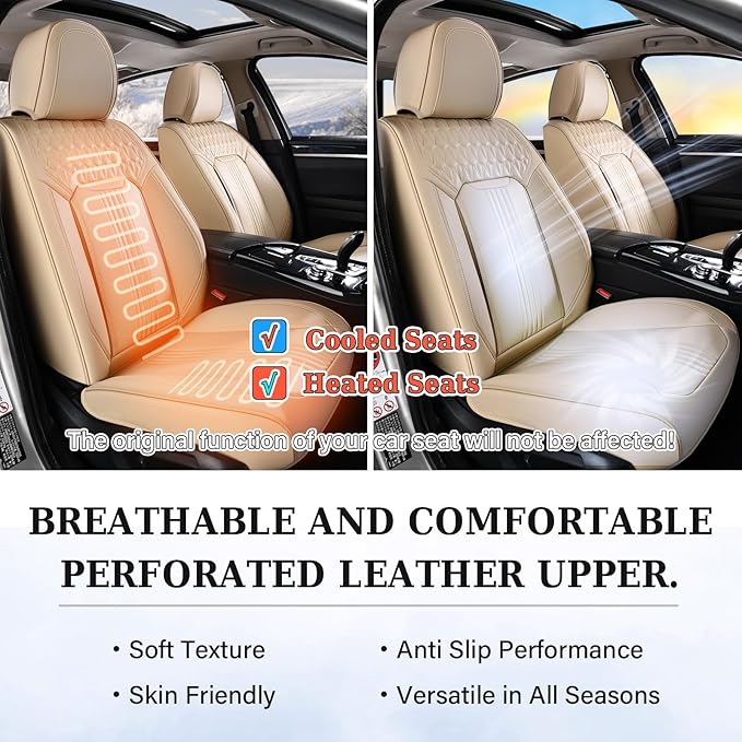 Coverado Seat Covers, Car Seat Covers Front Seats, Beige Seat Cover, Waterproof Car Seat Cushion, Front Car Seat Covers Leath