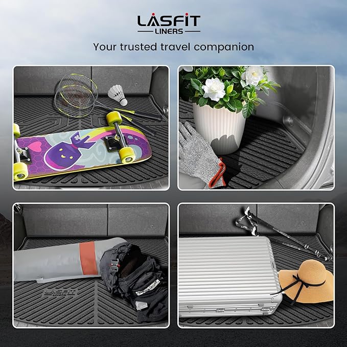 LASFIT Cargo Trunk Mat for Toyota RAV4 2018 2017 2016 2015 2014 2013 (Include Hybrid) All Weather TPE Rear Trunk Cargo Liner Custom Fit Waterproof RAV 4 Cargo Tray Accessories, Black