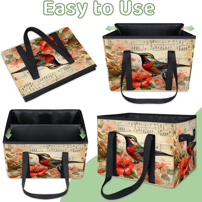 Reusable Grocery Bags Heavy Duty Shopping Bags Foldable Large Tote Bags with Long Handles & Hard Bottom
