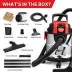 Shop-Vac 3 Gallon 4.0 HP Wet/Dry Vacuum with Blower Function, Stainless Steel Tank, Portable Shop Vacuum with Wheels, Include