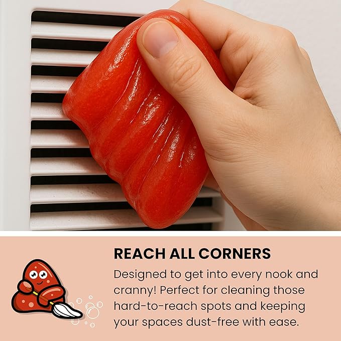 Slime Buddies Car Cleaning Gel Putty - 3 Pack Strawberry Scent Interior Detailing Tool for Cup Holder, Air Vent & Keyboard - 