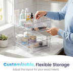 Masirs 2-Tier Clear Pull-Out Drawer Organizer - Sleek, Compact & Sturdy Makeup and Closet Organizer - Easy Assembly Kitchen S