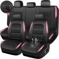 CAR PASS Memory 3D Foam Car Seat Covers Full Set, Breathable Mesh Thick Seat Covers for Car, Pink Metal Film Leather Seat Cov