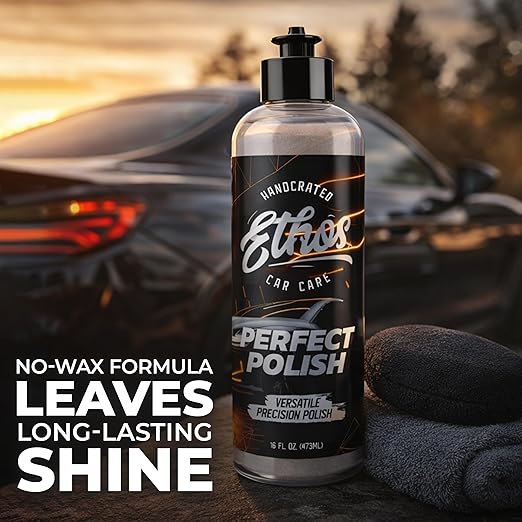 Ethos Perfect Polish – Versatile High Gloss Finish for Cars, Water-Based, No Fillers – One Step to Cut, Refine & Perfect Car Polish 16 Fl oz