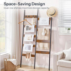 HOOBRO Blanket Ladder, Towel Rack with Hooks, Wall-Leaning Blanket Rack, Decorative Display Ladder Shelf, BF52CJ01-BF17CJ01