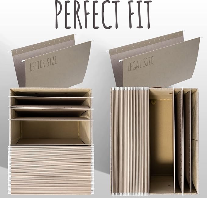 ZICOTO Decorative File Organizer Box Set of 2 - Collapsible Linen Filing Cabinets w/Handles Are Perfect to Store all Your Doc