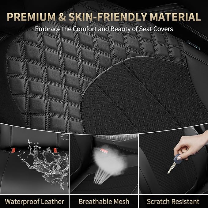 FLORICH Car Seat Covers 5 Seats Automotive Seat Covers Full Set Leather Air Mesh Seat Cover Breathable Seat Protector Interio