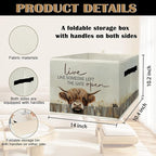 Highland Cow Storage Bins & Boxes with Handles, Western Highland Cow Foldable Basket for Organizing, Farmhouse Rustic Collaps