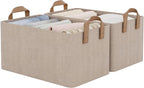StorageWorks Storage Bins, Fabric Storage Bins for Shelves, Storage Baskets with Metal Frame, Closet Baskets and Bins with Ha