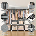 VTRIN Portable Closet for Hanging Clothes 67 Inch Wide Large Capacity Portable Wardrobe Closet with Cover, 4 Storage Shelves 